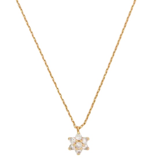 KATE SPADE • Gold Myosotis Clear Flower Pendant Necklace